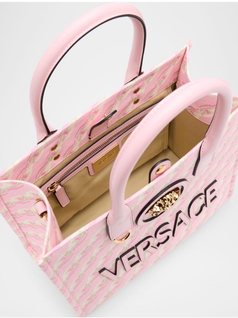 NWT Versace Pastel Pink Tote. 💯 Authentic. Measurements in pics. With dust bag! - Picture 2 of 11